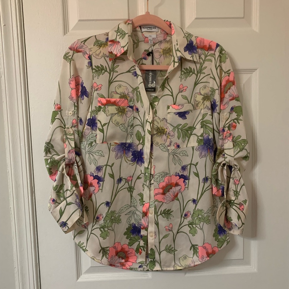 Express Floral Button Down Shirt